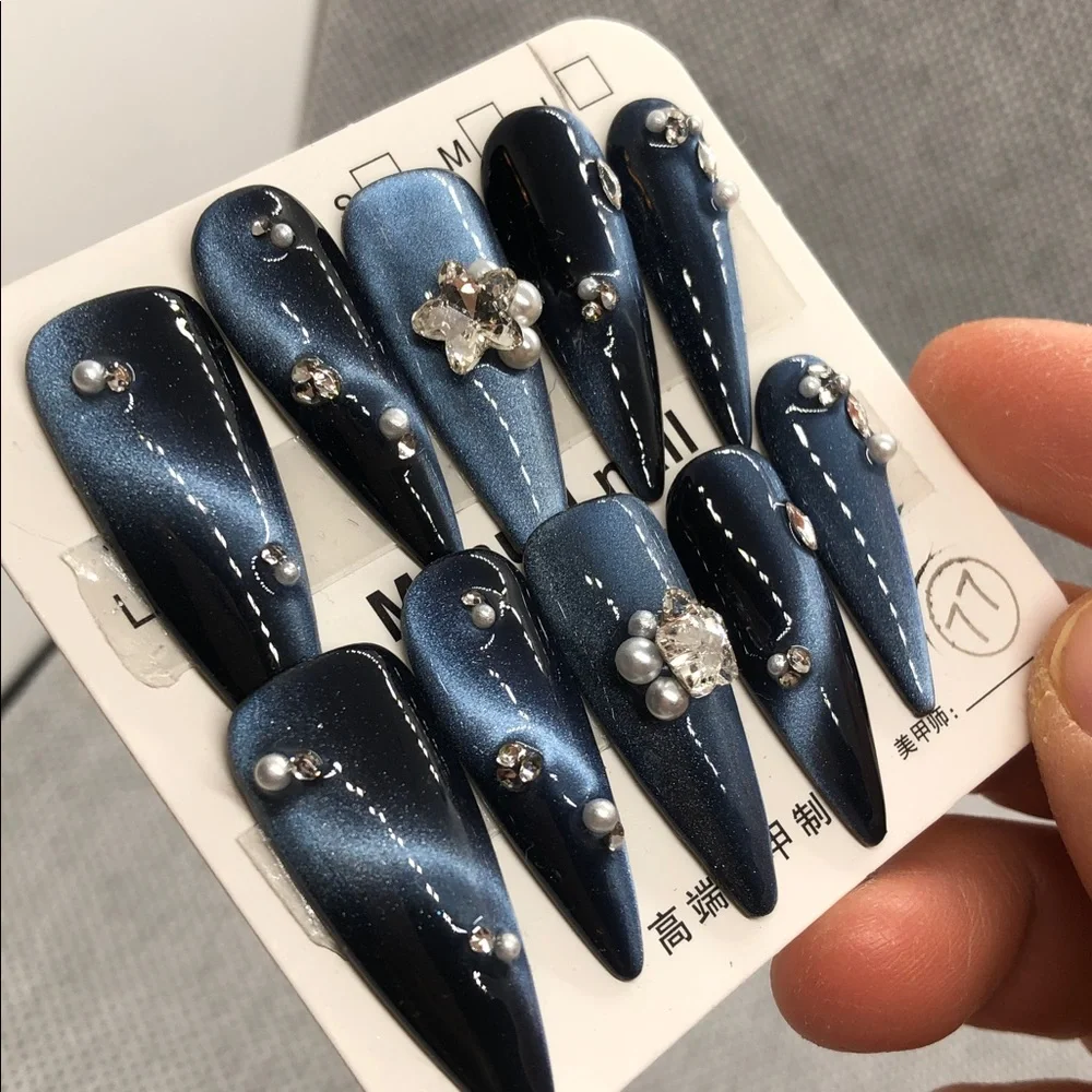 Size L custom made press on nails